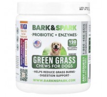Bark&Spark, Green Grass Chews, For Dogs, Chicken, 120 Soft Chews, 8.46 oz (240 g)