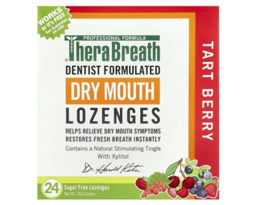 TheraBreath, Dry Mouth Lozenges, Tart Berry, 24 Sugar Free Lozenges