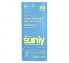 ATTITUDE, Sunly, Mineral Sunscreen Stick, For Kids, SPF 30, Unscented, 2.1 oz (60 g)