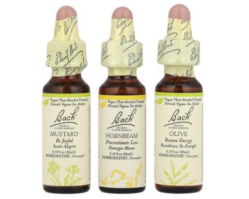 Bach, Original Flower Remedies, Mental Energy Kit, Emotional Ups & Downs, 3 Droppers, 0.35 fl oz (10 ml) Each