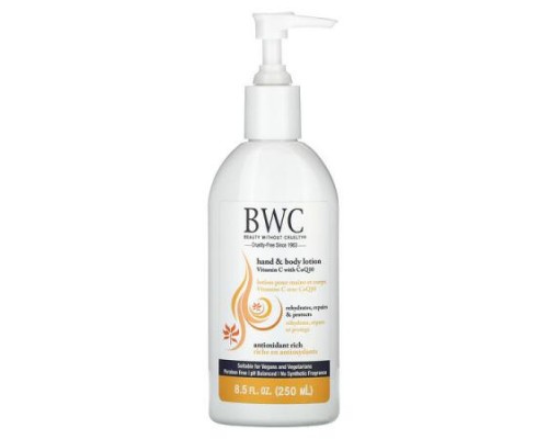 Beauty Without Cruelty, Hand & Body Lotion, Vitamin C With CoQ10, 8.5 fl oz (250 ml) Beauty Without Cruelty, Hand & Body Lotion, Vitamin C With CoQ10, 8.5 fl oz (250 ml)