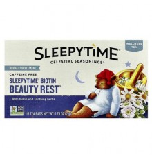 Celestial Seasonings, Wellness Tea, Sleepytime® Biotin Beauty Rest™, Caffeine Free, 18 Tea Bags, 0.75 oz (21 g)