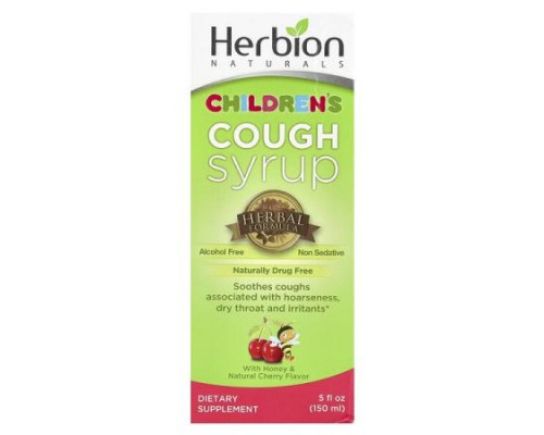 Herbion Naturals, Children's Cough Syrup, Alcohol Free, With Honey & Natural Cherry , 5 fl oz (150 ml) Herbion Naturals, Children's Cough Syrup, Alcohol Free, With Honey & Natural Cherry , 5 fl oz (150 ml)