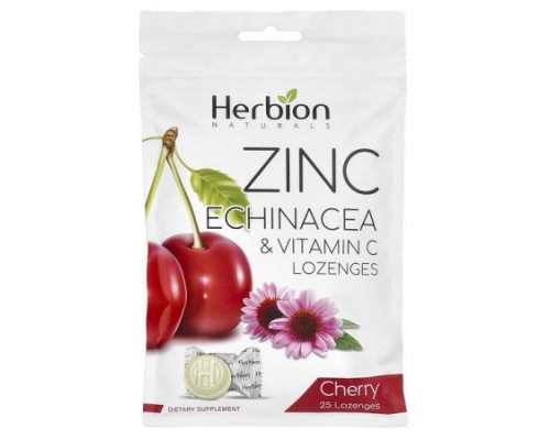 Herbion Naturals, Zinc Echinacea & Vitamin C Lozenges, Cherry, 25 Lozenges Herbion Naturals, Zinc Echinacea & Vitamin C Lozenges, Cherry, 25 Lozenges