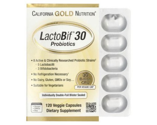 California Gold Nutrition, LactoBif® 30 Probiotics, 30 Billion CFU, 120 Veggie Capsules