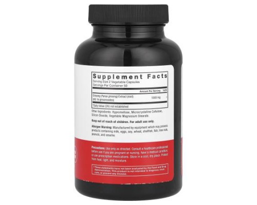 Force Factor, Panax Ginseng, 100 Vegetable Capsules (500 mg per Capsule) Force Factor, Panax Ginseng, 100 Vegetable Capsules (500 mg per Capsule)