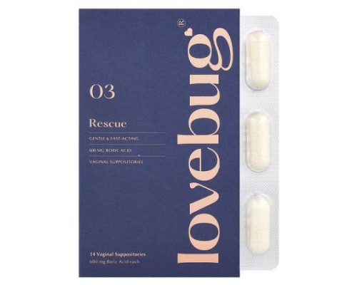 LoveBug Probiotics, Rescue, Vaginal Suppositories, 03 , 14 Vaginal Suppositories