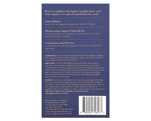 LoveBug Probiotics, Rescue, Vaginal Suppositories, 03 , 14 Vaginal Suppositories