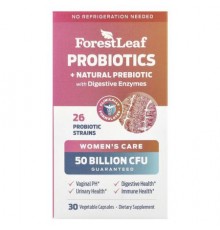 Forest Leaf, Women's Care, Probiotics + Natural Prebiotic with Digestive Enzymes, 30 Vegetable Capsules