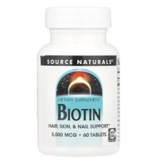Source Naturals, Biotin, 5,000 mcg , 60 Tablets
