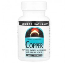 Source Naturals, Copper, 3 mg, 120 Tablets