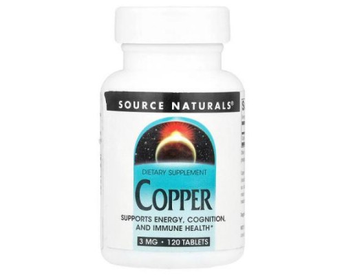 Source Naturals, Copper, 3 mg, 120 Tablets Source Naturals, Copper, 3 mg, 120 Tablets