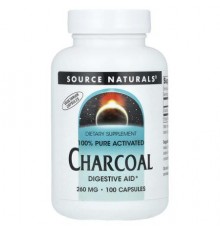 Source Naturals, 100% Pure Activated Charcoal, 260 mg , 100 Capsules