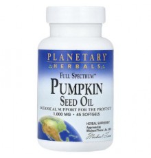 Planetary Herbals, Full Spectrum™ Pumpkin Seed Oil, 45 Softgels (500 mg per Softgel)