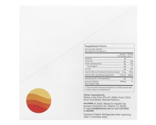 Ketone-IQ, High Performance Energy, Peach, 6 Pack, 2 fl oz (59 ml) Each