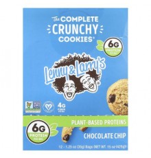 Lenny & Larry's, The Complete Crunchy Cookies®, Chocolate Chip, 12 Bags, 1.25 oz (35 g) Each
