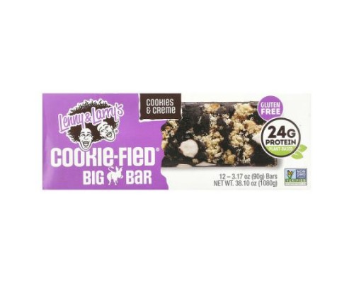 Lenny & Larry's, Cookie-Fied® Big Bar, Cookies & Creme, 12 Bars, 3.17 oz (90 g) Each Lenny & Larry's, Cookie-Fied® Big Bar, Cookies & Creme, 12 Bars, 3.17 oz (90 g) Each