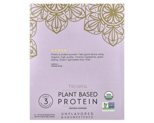 Truvani, Plant Based Protein, Unflavored & Unsweetened, 10 Packs, 0.99 oz (28 g) Each