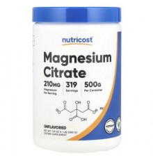 Nutricost, Magnesium Citrate, Unflavored , 210 mg, 17.9 oz (500 g)