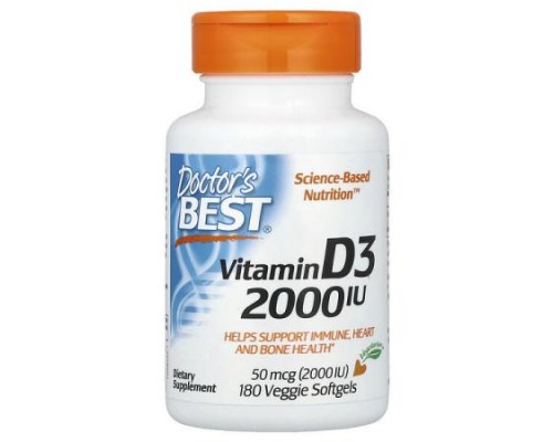 Doctor's Best, Vitamin D3, 50 mcg (2,000 IU), 180 Veggie Softgels Doctor's Best, Vitamin D3, 50 mcg (2,000 IU), 180 Veggie Softgels