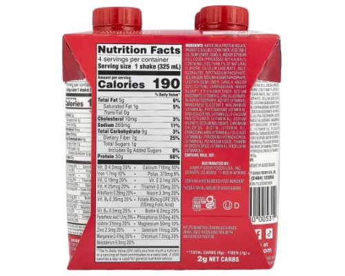 Atkins, Strong, High Protein Shake, Chocolate Peanut Butter, 4 Shakes, 11 fl oz (325 ml) Each
