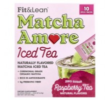Fit & Lean, Matcha Amore Iced Tea, Raspberry Tea, 10 Stick Packs, 0.16 oz (4.5 g) Each