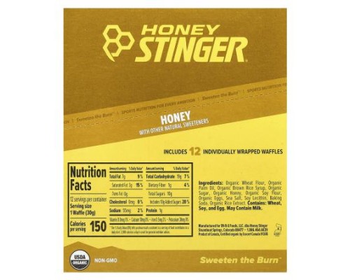 Honey Stinger, Energy Waffle, Honey , 12 Waffles, 1.06 oz (30 g) Each