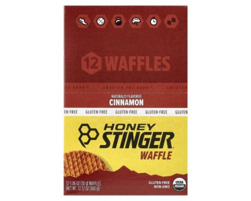 Honey Stinger, Energy Waffle, Cinnamon, 12 Waffles, 1.06 oz (30 g) Each