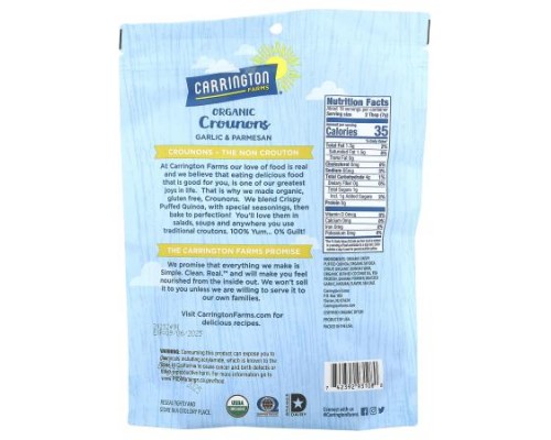 Carrington Farms, Organic Crounons, Garlic & Parmesan, 4.75 oz (134 g)