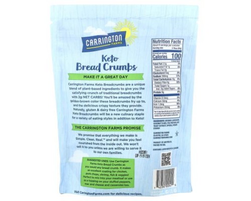 Carrington Farms, Keto Bread Crumbs, Italian Seasoned, 7 oz (198 g) Carrington Farms, Keto Bread Crumbs, Italian Seasoned, 7 oz (198 g)