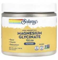 Solaray, High Absorption Magnesium Glycinate Powder, Unflavored, 6 oz (179 g)