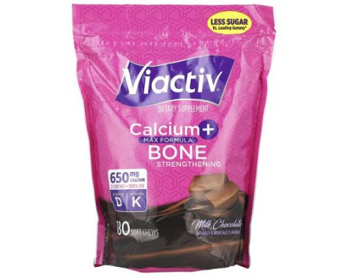 Viactiv, Calcium + Bone Strengthening, Milk Chocolate, 180 Soft Chews