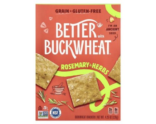 Better with Buckwheat, Buckwheat Crackers, Rosemary & Herbs, 4.25 oz (120 g) Better with Buckwheat, Buckwheat Crackers, Rosemary & Herbs, 4.25 oz (120 g)