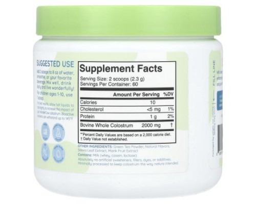 Wondercow, Colostrum Powder, Matcha, 4.9 oz (140 g)