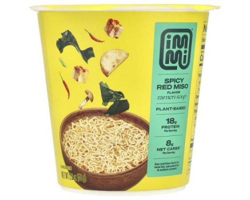 Immi, Cup Ramen Soup, Spicy Red Miso, 2 oz (59 g)
