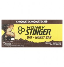 Honey Stinger, Oat + Honey Bar, Chocolate Chocolate Chip, 12 Bars, 1.48 oz (42 g) Each