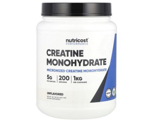 Nutricost, Performance, Creatine Monohydrate, Unflavored , 2.2 lb (1 kg)