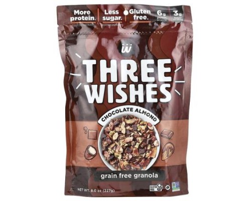 Three Wishes, Grain Free Granola, Chocolate Almond, 8 oz ( 227 g)