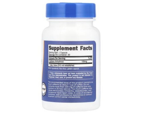 Nutricost, Caffeine, 100 mg, 30 Capsules