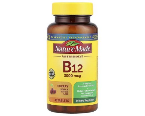Nature Made, Vitamin B12, Fast Dissolve, Cherry, 3,000 mcg, 40 Tablets