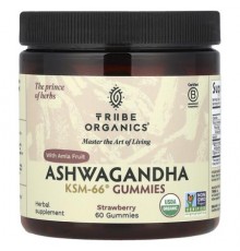 Tribe Organics, Ashwagandha KSM-66® with Amla Fruit, Strawberry, 60 Gummies