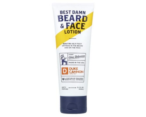 Duke Cannon Supply Co., Best Damn Beard & Face Lotion, Citrus Hefeweizen , 3.2 fl oz (94 ml) Duke Cannon Supply Co., Best Damn Beard & Face Lotion, Citrus Hefeweizen , 3.2 fl oz (94 ml)