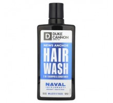 Duke Cannon Supply Co., News Anchor® Hair Wash, 2 in 1 Shampoo & Conditioner, Naval Diplomacy, Bergamot + Aquatic Musk, 14 fl oz (414 ml)