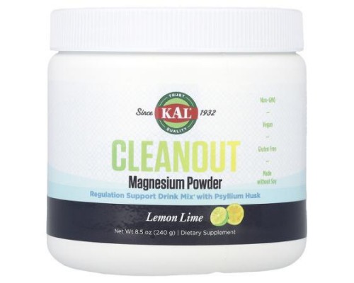 KAL, Cleanout Magnesium Powder, Lemon Lime, 8.5 oz (240 g)
