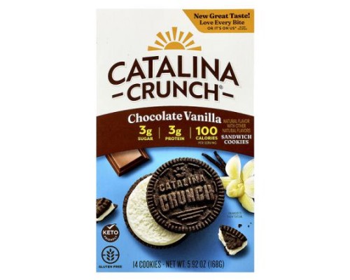 Catalina Crunch, Sandwich Cookies, Chocolate Vanilla, 14 Cookies, 5.92 oz (168 g) Catalina Crunch, Sandwich Cookies, Chocolate Vanilla, 14 Cookies, 5.92 oz (168 g)