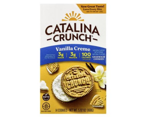 Catalina Crunch, Sandwich Cookies, Vanilla Creme, 14 Cookies, 5.92 oz (168 g) Catalina Crunch, Sandwich Cookies, Vanilla Creme, 14 Cookies, 5.92 oz (168 g)