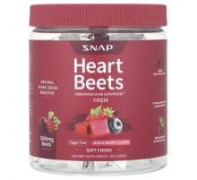 Snap Supplements, Heart Beets + CoQ10, Mixed Berry, 60 Soft Chews