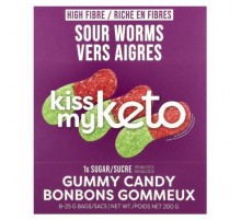 Kiss My Keto, Gummy Candy, Sour Worms, 8 Bags, 0.88 oz (25 g) Each