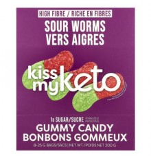 Kiss My Keto, Gummy Candy, Sour Worms, 8 Bags, 0.88 oz (25 g) Each