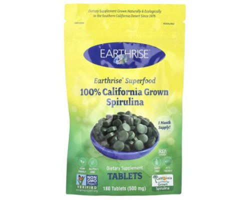 Earthrise, 100% California Grown Spirulina, 500 mg, 180 Tablets